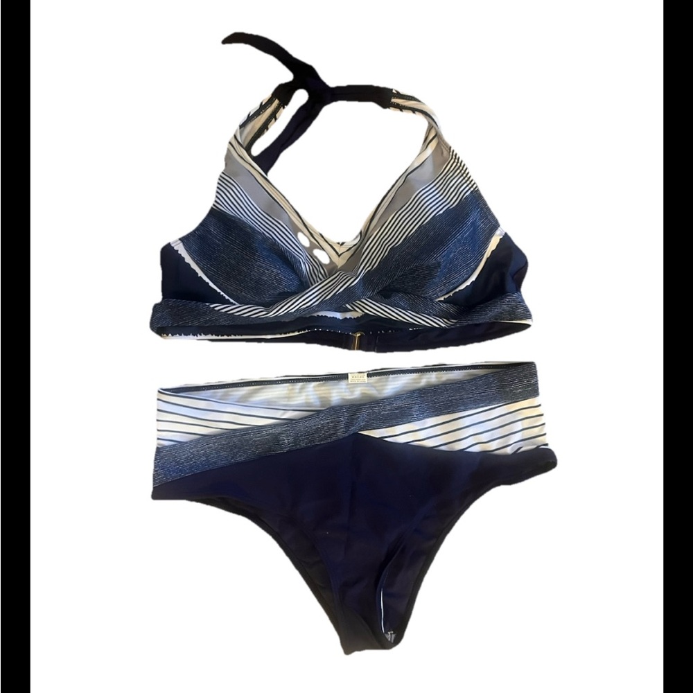 Stylish Blue and White Bikini Set